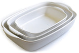Saffron & Sage Casserole Dish Set of 3 - Baking Dishes for Oven, Contemporary White Ceramic Baking Dish Set, Heavy Duty Bakeware, Up to 500° High Heat Resistant, Dishwasher, Freezer and Food Safe Saffron & Sage Home Living