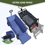 TIMBER RIDGE Tailgate Collapsible Folding Wagon Cart, Heavy Duty Utility Push Pull Beach Wagon Foldable, Outdoor Grocery Cart with Side Pockets for Camping, Garden, Shopping, Holds 225 lbs, Blue TIMBER RIDGE