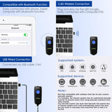 NADAMOO Wireless Barcode Scanner Compatible with Bluetooth Function, 2.4G Wireless & Wired 3-in-1 Bar Code Scanner Portable USB CCD Reader, Work with iPhone iPad Android Windows Mac OS-Dark Blue NADAMOO