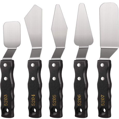 5 Pieces Large Painting Knife Set Pallet Knife Set Scraper Stainless Steel Spatula Palette Oil Painting Accessories Tools for Color Mixing Acrylic Mixing Supplies Honoson