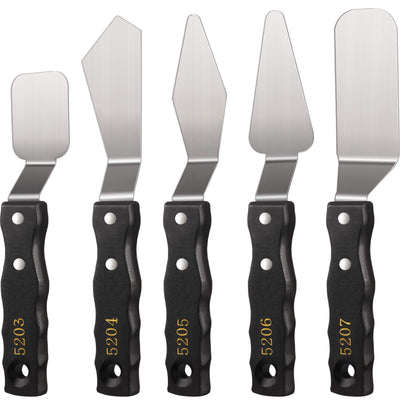 5 Pieces Large Painting Knife Set Pallet Knife Set Scraper Stainless Steel Spatula Palette Oil Painting Accessories Tools for Color Mixing Acrylic Mixing Supplies
