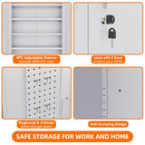 Aobabo 73''H Metal Garage Storage Cabinet with Wheels and Pegboards, 4 Adjustable Shelves Steel Storage Cabinets for Home,Warehouse,Garage,Assembly Required,White Aobabo