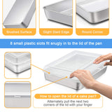 E-far Stainless Steel Baking Pan with Lid, 12⅓ x 9¾ x 2 Inch Rectangle Sheet Cake Pans with Covers Bakeware for Cakes Brownies Casseroles, Non-toxic & Healthy, Heavy Duty & Dishwasher Safe - Set of 2 E-far