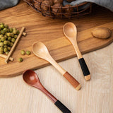 sansheng 4 Pcs Mini Wooden Spoons, Wood Soup Spoons For Eating Mixing Stirring Cooking, Handle Spoon With Japanese Style Kitchen Utensil, With Tied Line On Handle(13cm) sansheng