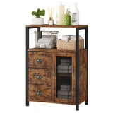 Homeiju Storage Cabinet, Bathroom Storage Cabinet Organizer with 3 Removable Drawers and 1 Door, Industrial Floor Storage Cabinet for Kitchen, Living Room, Bathroom, Home Office Homeiju