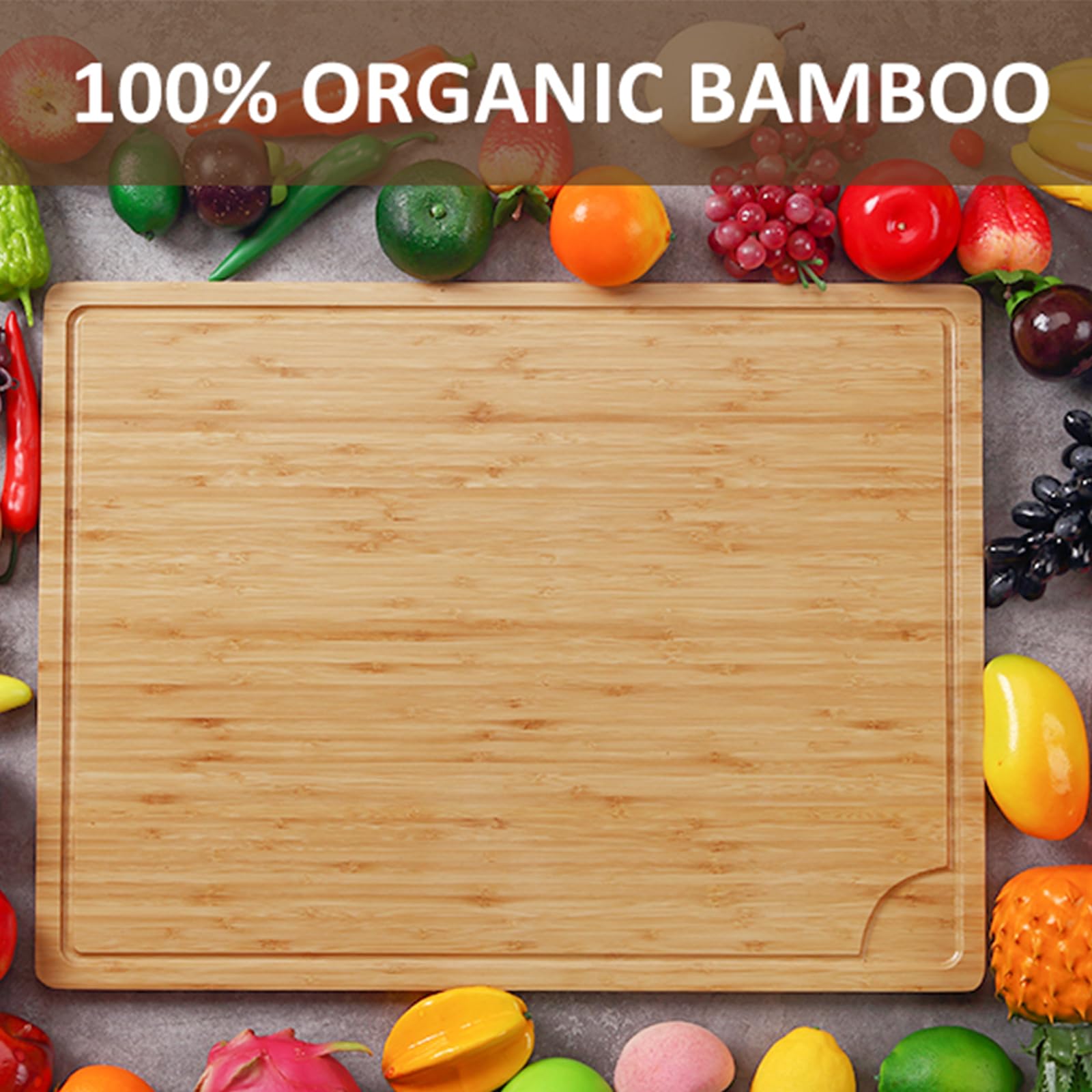 Extra Large Bamboo Wood Cutting Board, 24 x 18 Inch Kitchen Wooden Chopping Board with Juice Groove, Reversible Butcher Block Cutting Board for Meat, Turkey Carving - WoodArtSupply