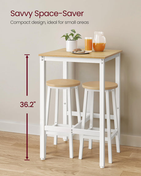 VASAGLE High Top Bar Table – Compact Oak Beige and White Kitchen & Pub Table for Narrow Spaces VASAGLE