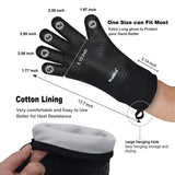 Walfos Silicone BBQ Gloves - Heat Resistant Grilling Gloves, Premium Non-Slip Kitchen Silicone Oven Mitt With Protective Cotton Layer Inside, Waterproof, Great for Grilling, Kitchen and Cooking, Black Walfos