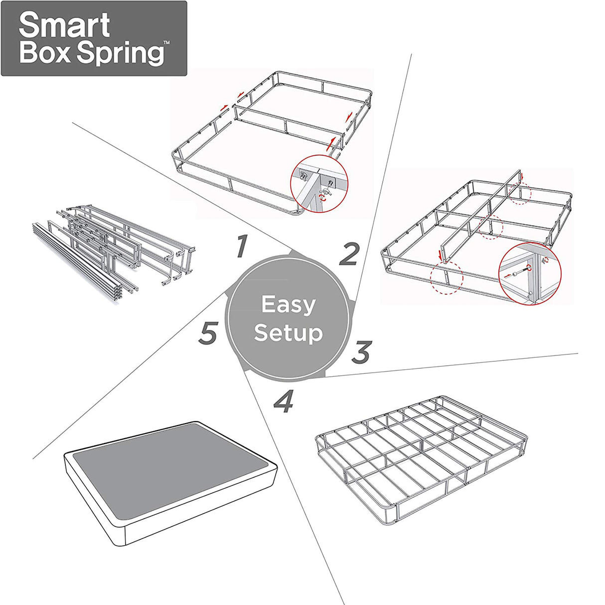 ZINUS 9 Inch Metal Smart Box Spring, Mattress Foundation, Strong Metal Frame, Easy Assembly, Twin Zinus