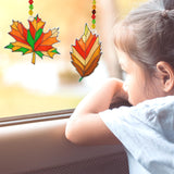 Winlyn 24 Sets Fall Leaf Suncatchers Ornaments DIY Window Paint Art Fall Craft Kits Maple Leaf Sun Catchers Painting Kits for Kids Classroom Activities Art Project Thanksgiving Autumn Party Decoration Winlyn
