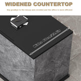 LANBVIELT Modern Reception Counter, Office Front Counter with Lockable Drawer,Black and Gray Checkout Receptionist for Hotel Lobby, Clothing Store,Beauty Salon (Right-Hand Counter, 63x23.6x39in) LANBVIELT