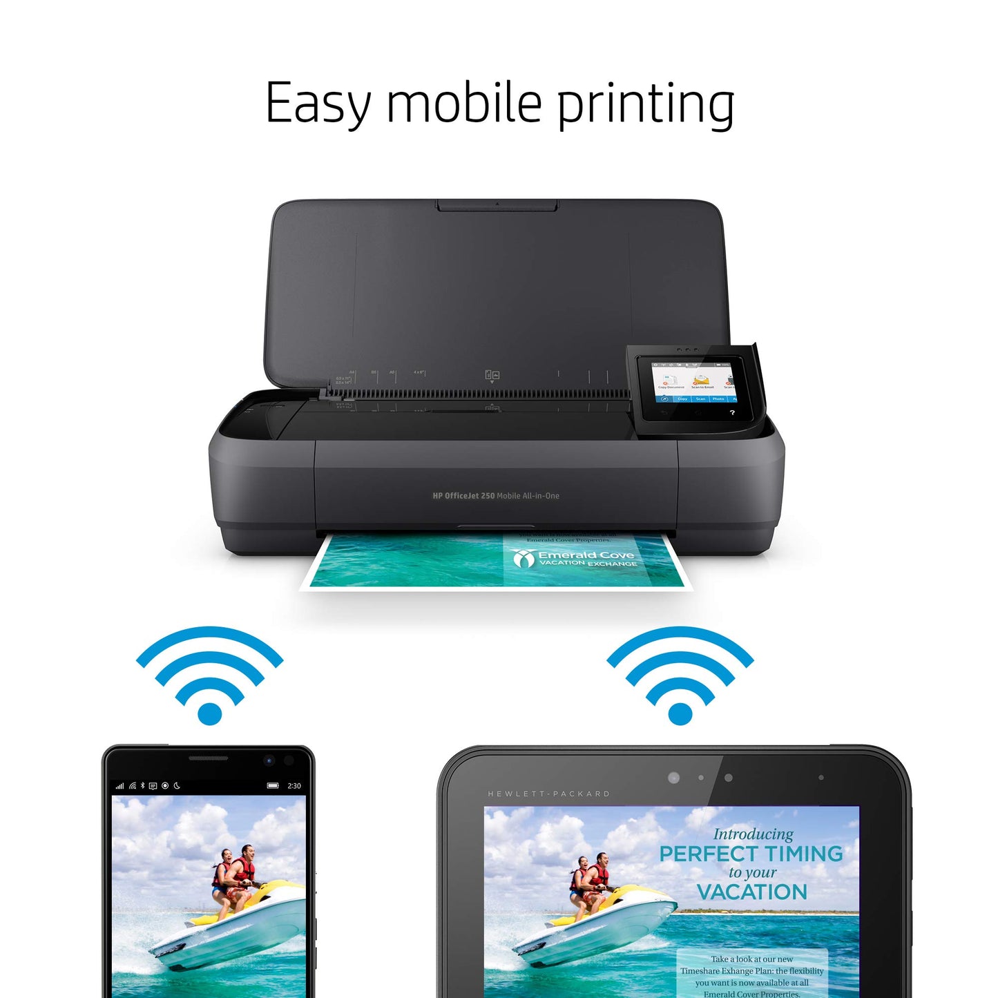 HP OfficeJet 250 All-in-One Portable Printer with Wireless & Mobile Printing, Works with Alexa (CZ992A) Black