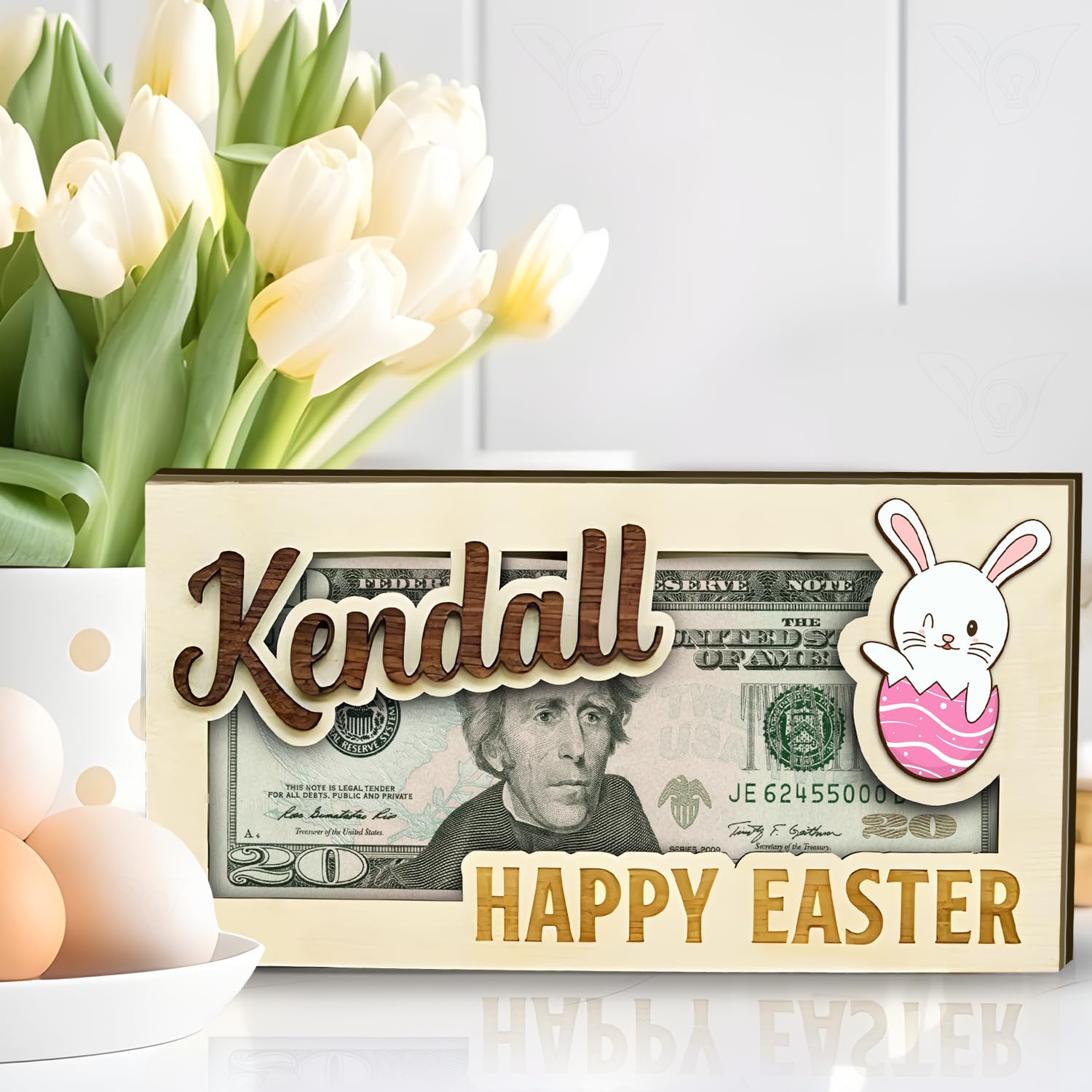 Easter Money Holder Personalized - Custom Easter Bunny Money Holder, Personalized Easter Bunny Money Holder for Boys Girls, Easter Gift Cards - WoodArtSupply