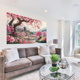 Large Diamond Art Kits for Adults, Cherry Blossoms Flower Diamond Art Painting Kits for Adults, 5D DIY Full Drills Mountain Sakura Craft for Gifts, Home Wall Decor 15.7" x 27.6", Extra Large Size croshom