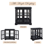 CKEASEAN 32" H LED Accent Curio Cabinet with 7 Color Lights for Collectibles, Modern Storage Cabinet with Tempered Glass Doors, Sideboard Buffet Case with Smartphone-Controlled Lights (Black) CKEASEAN