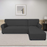 PureFit Super Stretch Sectional Couch Covers - 2 pcs Spandex Non Slip, with Elastic Bottom for L Shape Sectional Sofa Couches, Great for Kids & Pets (3 Seat Sofa + 3 Seat Chaise, Dark Gray) PureFit