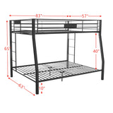 LEEKOUS Upgraded Version Thicken Metal Full XL Over Queen Bunk Bed, Best Industrial Style Heavy Duty Bunk Beds Frame with Side Ladder and Safety Guard Rails for Kids, Adults (Full XL/Queen) LEEKOUS