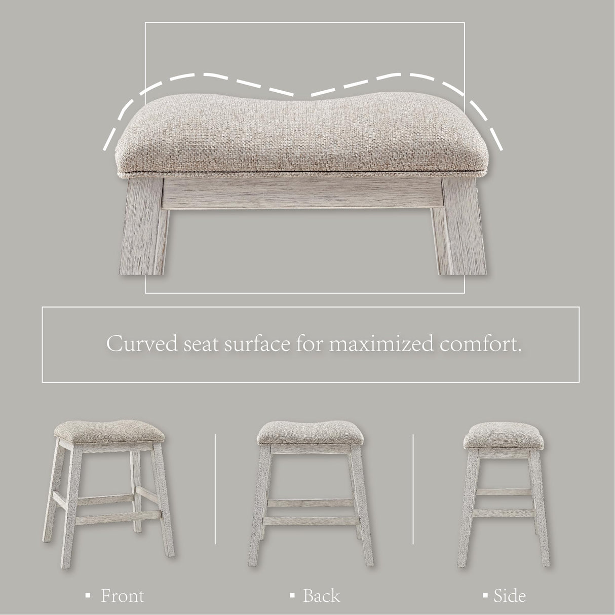 Signature Design by Ashley Skempton Modern 24" Counter Height Upholstered Barstool, 2 Count, Whitewash Signature Design by Ashley