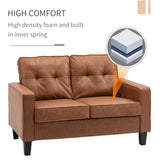 HOMCOM 51" Wide Loveseat with Armrest, 2-Seater Tufted PU Leather Double Sofa, Brown Aosom