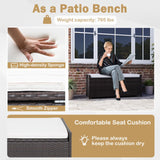 RELAX4LIFE 34-Gallon Outdoor Storage Box - Wicker Rattan Deck Box w/Seat Cushion, Waterproof Liner & Side Handles for Pillows, Patio Cushions, Pool Supplies, Garden Tools, Porch Outdoor Storage Bench RELAX4LIFE