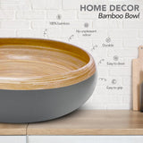 TPIA 11.81" Spun Bamboo Fruit Bowl, Bamboo fruit basket, fruit bowl for kitchen counter, Decorative Bowl,Fruit bowl,Wooden bowl,Decorative bamboo bowl,Bamboo salad bowl (Grey, Pack of 2) TPIA