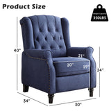 IOMOR Push Back Recliner Chair Fabric Lounge Armchair Pushback Recliner with Rivet Decoration Wingback Single Sofa Chair with Padded Seat for Living Room, Bedroom (1, Navy) IOMOR