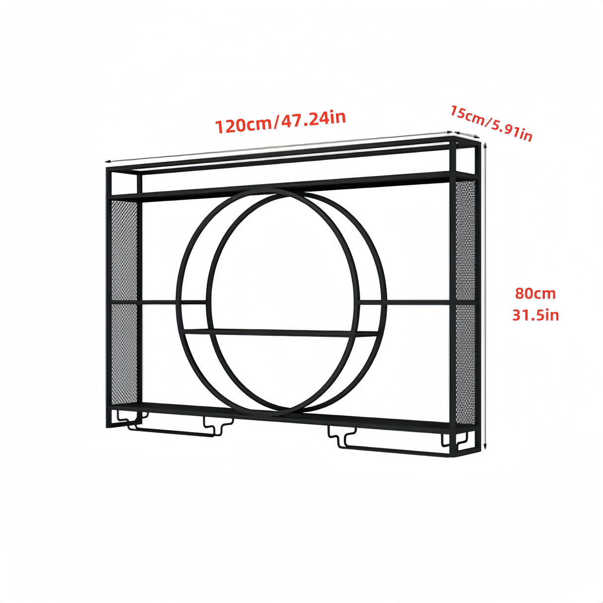 HFTUW 47 Inch Metal Wall Mounted Wine Rack, 3-Tier Bar Shelf with Glass Holder, Modern Large Capacity Liquor Bottle Display Shelf for Home Bar, Dining Room & Kitchen, Black HFTUW
