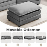 ROWHY Oversized Modular Sectional Sofa with Movable Ottoman, 112 Inch 4 Seat Modern Corduroy Sofa Set, Convertible L Shaped Couch for Living Room and Office, Dark Grey ROWHY