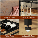 IBUYKE Kitchen Island with Storage, Bakers Rack with Power Outlet,Microwave Stand with Large Worktop,Rolling Bar Cart for Home, Outdoor, Kitchen,Rustic Brown and Black TMJ029H IBUYKE