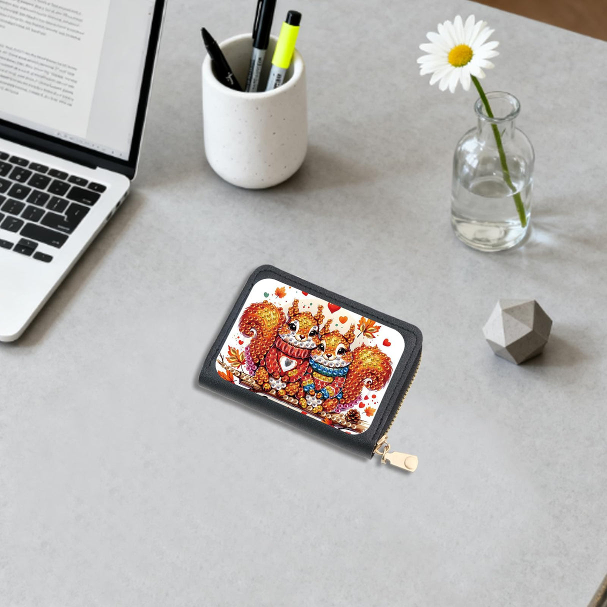 JISHSHAY Diamond Painting Credit Card Holder Squirrel Diamond Art Credit Card Wallet Squirrel Gem Art Wallet Gem Painting Coin Purse Mosaic Kits for Adults Billfold Animal Embroidery Kit Billfold JISHSHAY