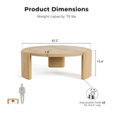 Furniture of America Carys Modern Solid Wood 42-inch Round Coffee Table with Plinth Base, Living Room Furniture for Small Space, Home Office, Oak Furniture of America