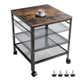 Rustic End Table, 2-Tier Side Table with Adjustable Height Shelf, 19.7" x 19.7" x 24", 143 lb Weight Capacity, Great for Mini Fridge Stand, Printer Stand, Aquarium Stand, Nightstand, Coffee Table onlytak