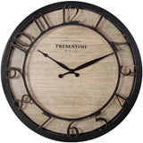 Presentime & Co 13" Farmhouse Series Wall Clock, Quartz Movement, Shiplap Style,Raised 3D Arabic Numeral, Oil Rubbed Bronze Presentime