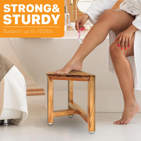 ENKEZI Shower Foot Rest 12 in - Shower Stool for Shaving Legs, Small Corner Bathroom Bench Suitable for Small Shower Spaces - Bath Seat, Spa Foot Rest Shaving Stool Corner ENKEZI
