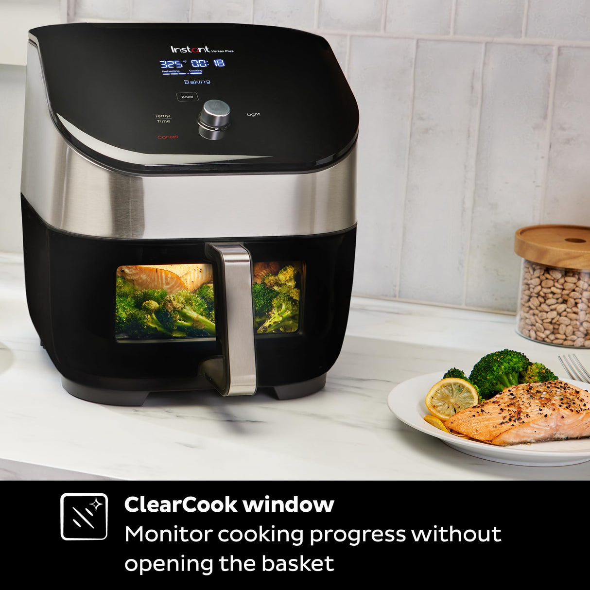 Instant Vortex Plus 6QT Air Fryer with Odor Erase Technology, 6-in-1 Functions that Crisps, Roasts, Broils, Dehydrates, Bakes & Reheats, 100+In-App Recipes, from the Makers of Instant Pot,1700W,Black Instant Pot