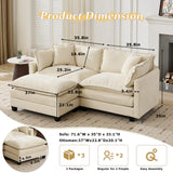SoarFlash 71.6" Chenille Sectional Sofa, Comfy L Shaped Modular Coush Sofa with Ottoman, Modern 2 Seat Couch Deep Seat Sofa Set for Living Room,Beige SoarFlash