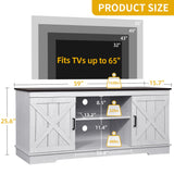 DWVO Farmhouse TV Stands for Living Room, Entertainment Center with Storage, TV Stand for 65 Inch TV with Double Barn Doors & Storage Cabinets, Rustic TV Cabinet Media Console, Espresso & Grey White DWVO