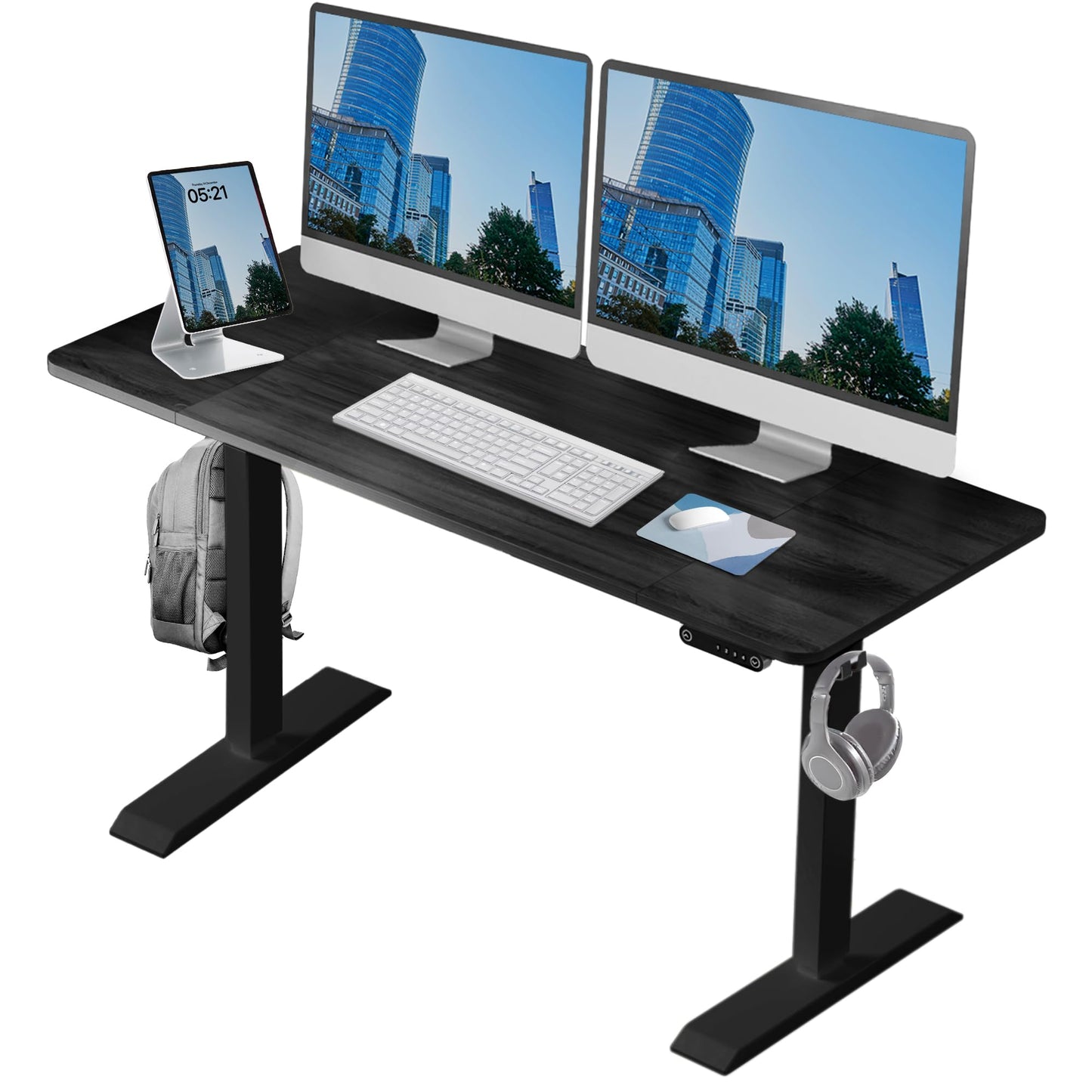 Sold & Shipped by an American Small Business - 60x24in Electric Height Adjustable Standing Desk, Workstation. Sit & Stand Work Styles. Perfect for The Home Office! (Black Top, Black Legs, DSK-6024)