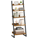 HOOBRO 5-Tier Bookcase, Narrow Ladder Shelf, Small Bookshelf, Corner Storage Shelf, Small Display Organizer for Living Room, Study, Balcony, Bedroom, Rustic Brown and Black BF150CJ01 HOOBRO