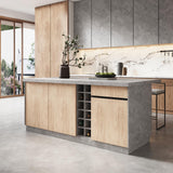 homary 72'' Kitchen Island with Storage Japandi Style Wood Kitchen Islands with Seating and LED Light in Gray homary