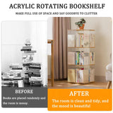 Huazzzyi 3 Tier Acrylic Rotating Bookshelf, 37IN Rotating Book Shelf Tower Acrylic 360 Rotating Bookshelf for Living Room, Study Room Huazzzyi