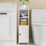 Homhedy Small Bathroom Storage Corner Floor Cabinet with Door and Shelves, Beside The Toilet Paper Stand for Skinny, Narrow Toilet Paper Cabinet, 9.8" D x 7.9" W x 31" H, White Homhedy