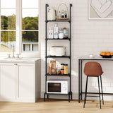 MAHANCRIS 5-Tier Ladder Shelf, Storage Bookshelf with Wall Mount, Heavy Duty Industrial Style Ladder Shelves for Living Room, Office, Kitchen, Bedroom, Black LSBK5501 MAHANCRIS