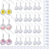 30 Pieces Sublimation Blanks Earrings for Valentine's Day Earrings Wire Hooks Blanks 12 mm Cabochon Settings Bezel Trays with Glass Domes Heat Transfer Aluminum Sheet for Valentine's Day Hicarer