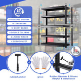 EWZXDB Garage Shelving 3000lb Heavy Duty Shelving, Garage Storage Shelves Adjustable Metal Shelf, 5 Tier Utility Shelves Unit, Metal Shelf Rack for Basement, Industrial Black 72''H*35.4''W*15.7''D EWZXDB