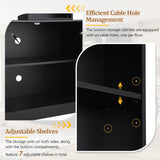 97.4"W Elegant 4-Piece Wall Unit Entertainment Center with Bookshelf for TVs Up to 70", Versatile TV Stand with Adjustable Shelf and Bridge, Mid-Century Media Console for Living Room (Black/TV) Hlcodca