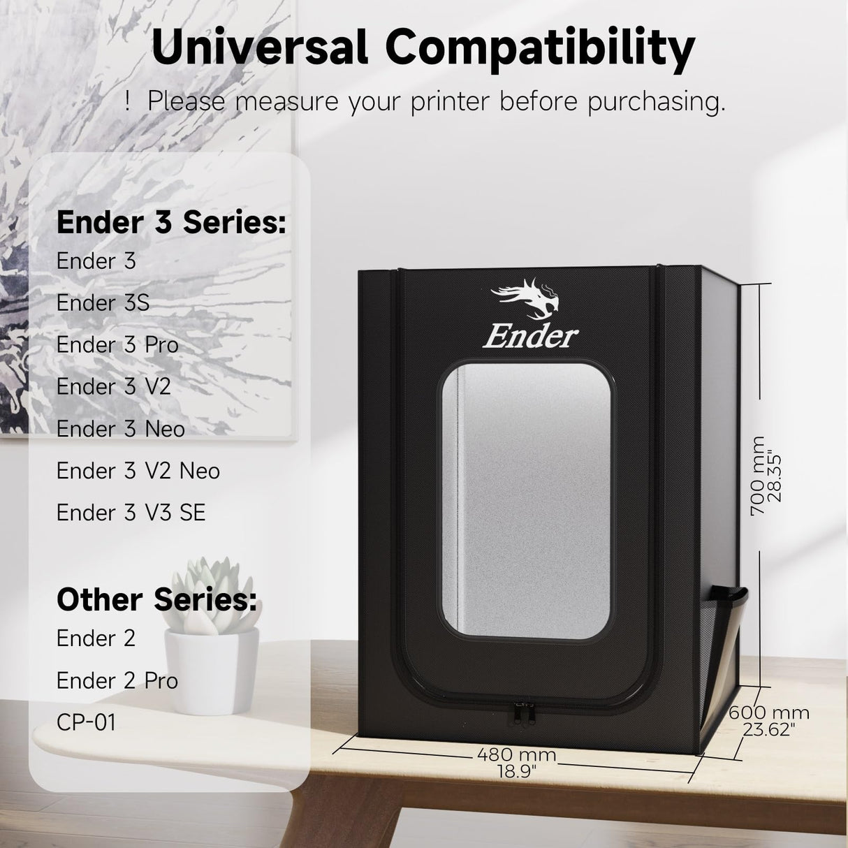 Creality Official 3D Printer Enclosure, Constant Temperature Protective Cover Fireproof Dustproof 480 * 600 * 720mm for Ender 3 V3 SE/Ender 3/Ender 3 V2/Ender 3 V2 Neo/Ender 3Pro/Ender 3Neo/Ender 3S Creality