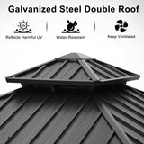 ABCCANOPY Hardtop Gazebo 10x10 - Outdoor Metal Hard Top Gazebo, Permanent Galvanized Steel Aluminum Framed Pavilion with Netting and Curtain for Patio Backyard Lawn Garden (Double Roof, Gray) ABCCANOPY