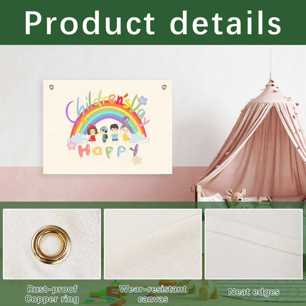 4 pieces sublimation blank canvas banner hanging flag banner for nursery wall decor for kids room decor for boys and girls,canvas banner wall hanging sublimation banner blank GEKIXUTP