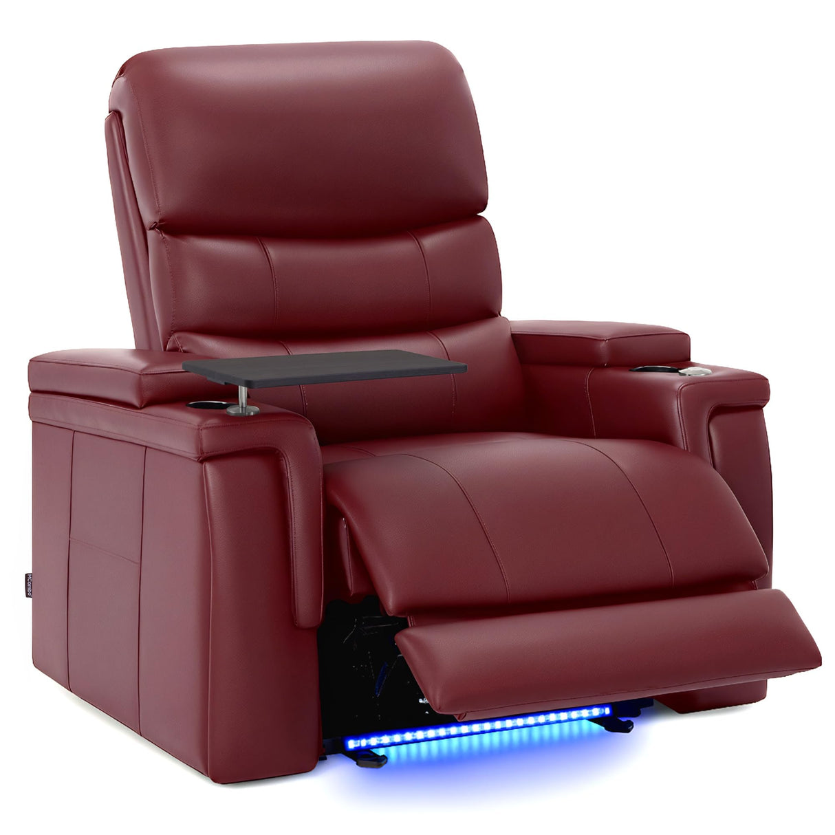 MCombo Triple Motors Power Recliner Chair with Power Headrest & Lumbar Support for Living Room, Home Theater Seating with Armrest Storage, Tray Table and Dual Charging Ports HTS708 (Red) MCombo